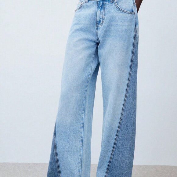 Light Wash Casual Women's Wide Leg Low Rise Jeans - Picture 5 of 6